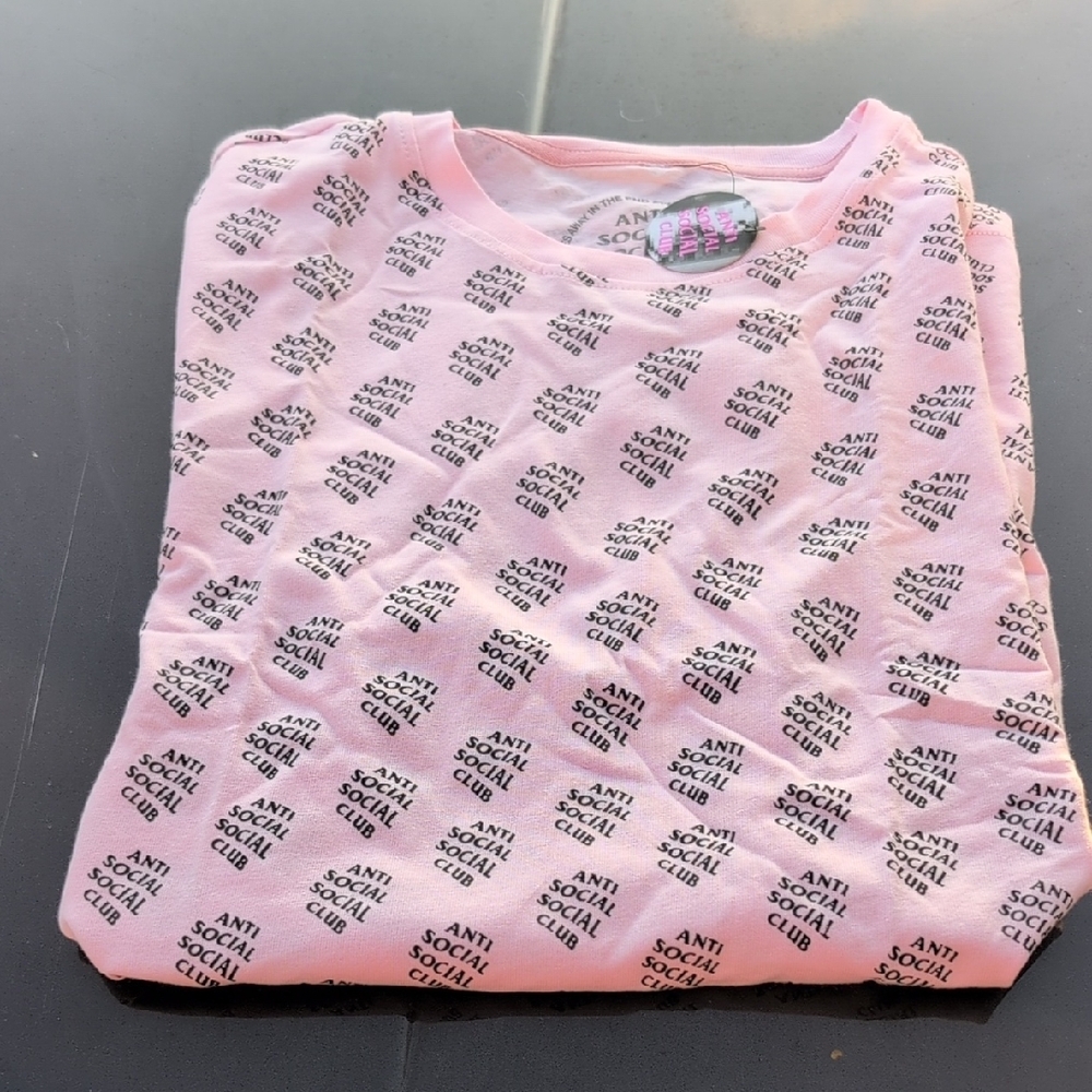 Anti Social Social Club Pink Logo Pattern Tee - Picture 4 of 5